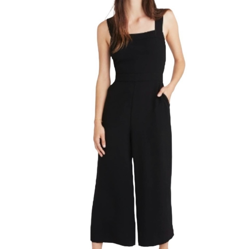 Madewell Black Apron Bow Back Jumpsuit